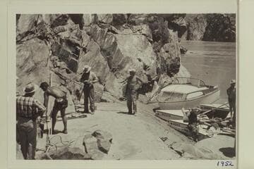 Lunch near Spectre Chasm. Bruce Hume; Bob Rigg; Frank Wright; Joe Dudziak