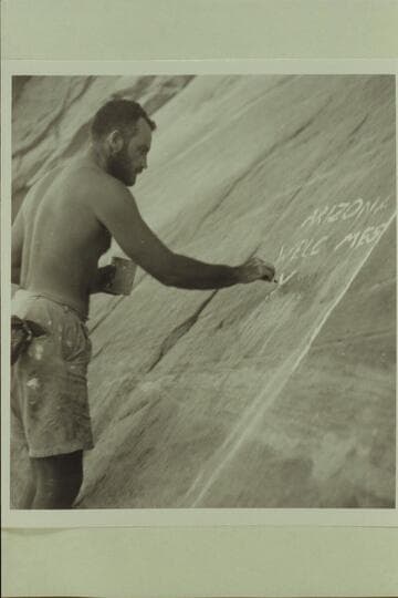 "Goldie chisels." Barry Goldwater filling the sign with white lead