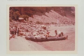 Sleight's pontoon beached at Mile 194