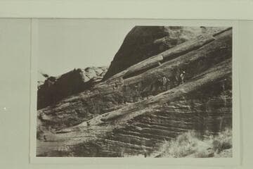 Blacks Trail and steps out of the canyon of the Escalante River. Jess Barker is leading a horse up the trail