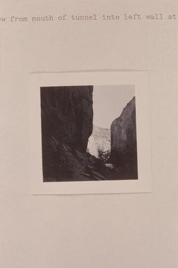 Downriver view from mouth of tunnel into left wall at Dam site, Mile 39 1/2