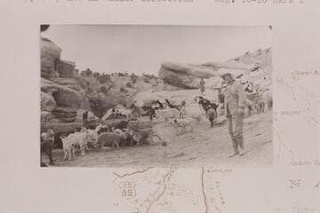 Dr. Herbert Arthur Parkyn at Cedar Ridge Tanks on way out to Flagstaff from Lees Ferry. Copy of print in Waller collection