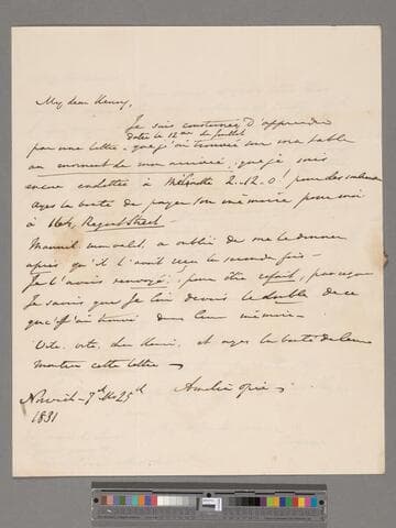 Opie, Amelia (Alderson). Letter to Henry Perronet Briggs