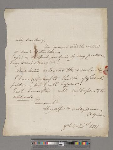 Opie, Amelia (Alderson). Letter to Henry Perronet Briggs