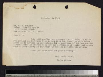 Letter by Miller