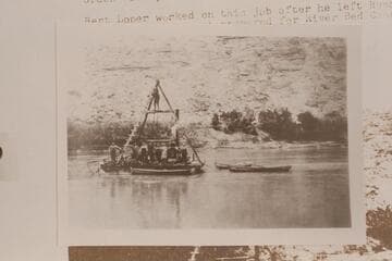 Drilling at the damsite below the mouth of the Green River. Mile 216.35