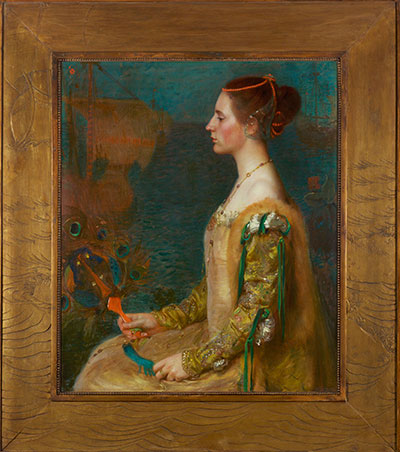 Albert Herter (1871–1950), Woman with a Fan, ca. 1895, oil on canvas, 35 1/16 x 29 1/16 in. Albert Herter (1871–1950), Woman with a Fan, ca. 1895, oil on canvas, 35 1/16 x 29 1/16 in.
