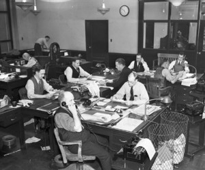 newsroom Reporters in the newsroom in 1941