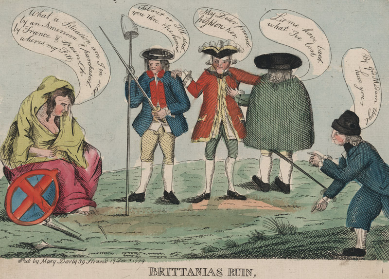 Britannia's Ruin cartoon published by Mary Darly, Dec. 17, 1779 Britannia's Ruin cartoon published by Mary Darly, Dec. 17, 1779